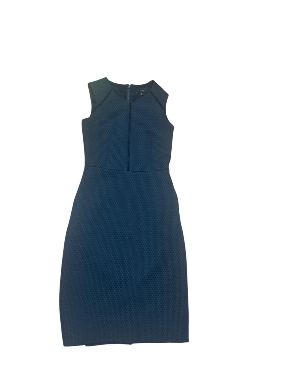 J.Crew Portfolio Navy Textured Sheath Dress Sz 2 Tall Sleeveless Career MIDI - Picture 5 of 10